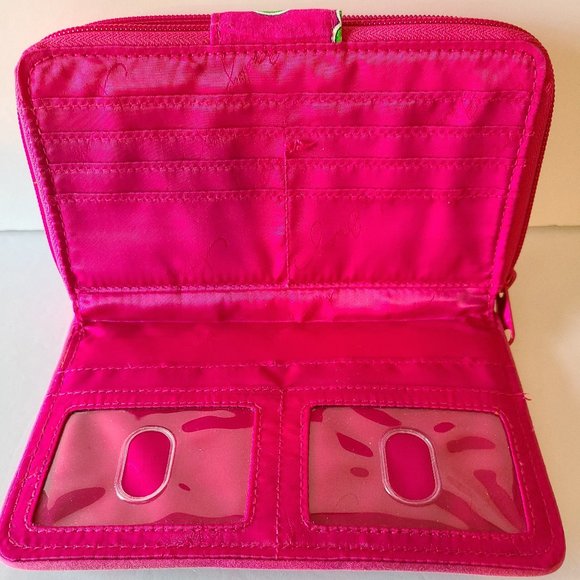 VERA BRADLEY TRIFOLD TURNLOCK PINK SWIRL FLOWERS QUILTED WALLET ZIP AROUND - Picture 6 of 9